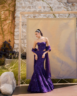 Bridal lehenga with intricate hand embroidery and a sculpted contemporary silhouette