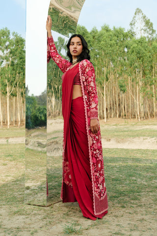 Hot pink Ãine Saree set