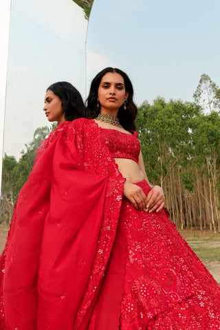 Red Eliza Lehenga set