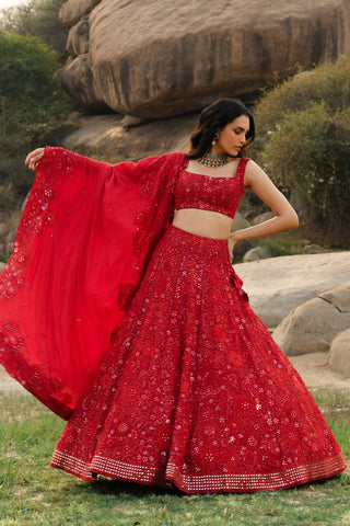 Red Eliza Lehenga set