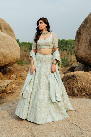 Mint Leola Lehenga set