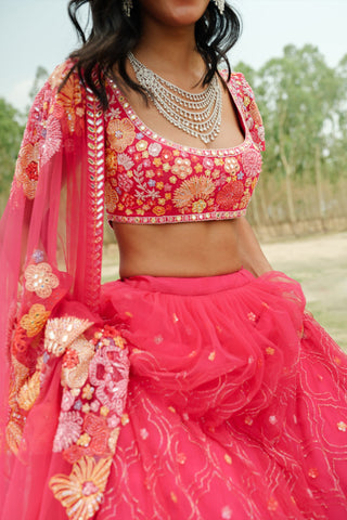 Fuchsia Siena Lehenga set