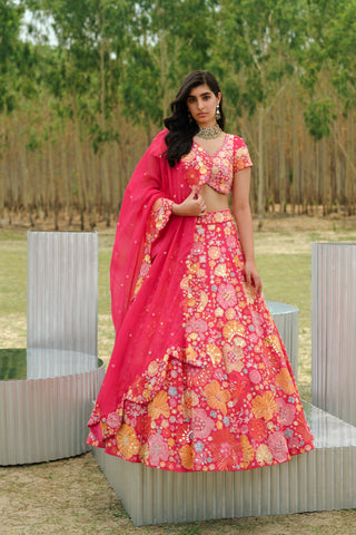 Fuchsia Iris Lehenga set