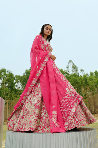 Fuchsia Inessa Lehenga set
