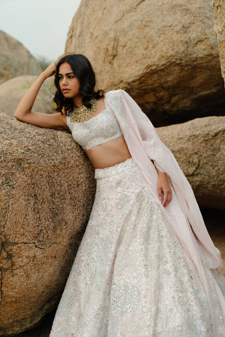 Champagne Pink Iris Lehenga