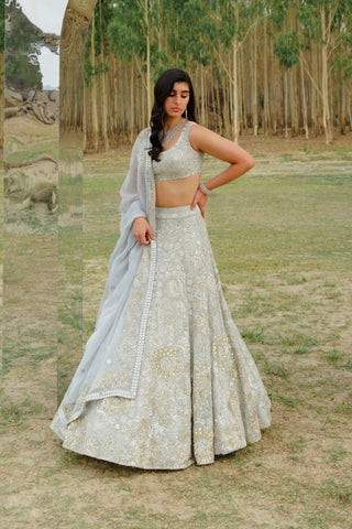 Cloudy Blue Iris Lehenga