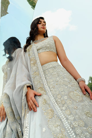 Cloudy Blue Iris Lehenga