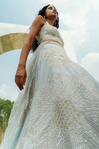 Cloudy blue EsmÃ©e Lehenga set