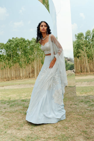 Cloudy blue EsmÃ©e Lehenga set