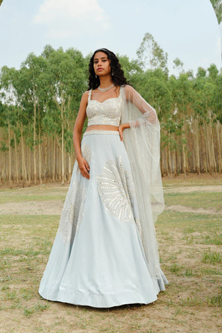 Cloudy blue EsmÃ©e Lehenga set