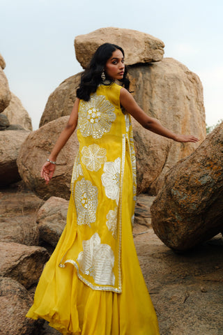 Yellow Delilah Jacket set with a skirt