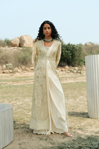 Ivory Ãine saree set