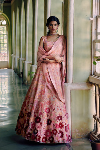 Precious flowers gradient lehenga