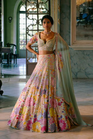 Mint Iris Lehenga set