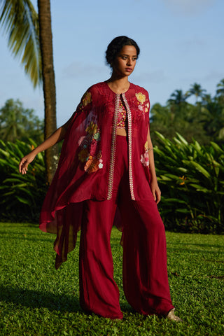 Bunches cape and crop top with plain organza pants