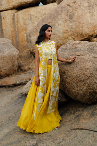 Yellow Delilah Jacket set with a skirt