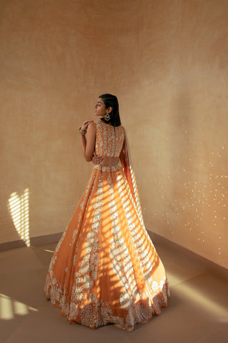 Orange Dahlia Lehenga set