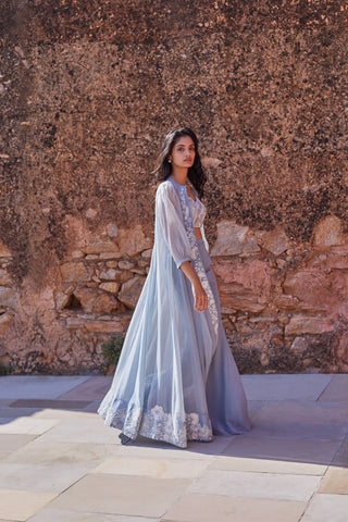 Precious flowers Jacket with whimsical lines crop top and pants