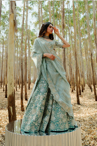 Teal Leola Lehenga set